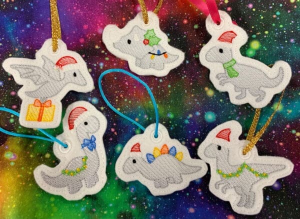Set of 6 Christmas Dinos