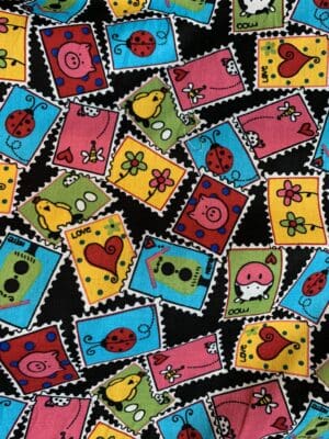 Animal Stamps Cotton Fabric