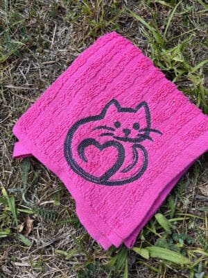 Kitty heart washcloth