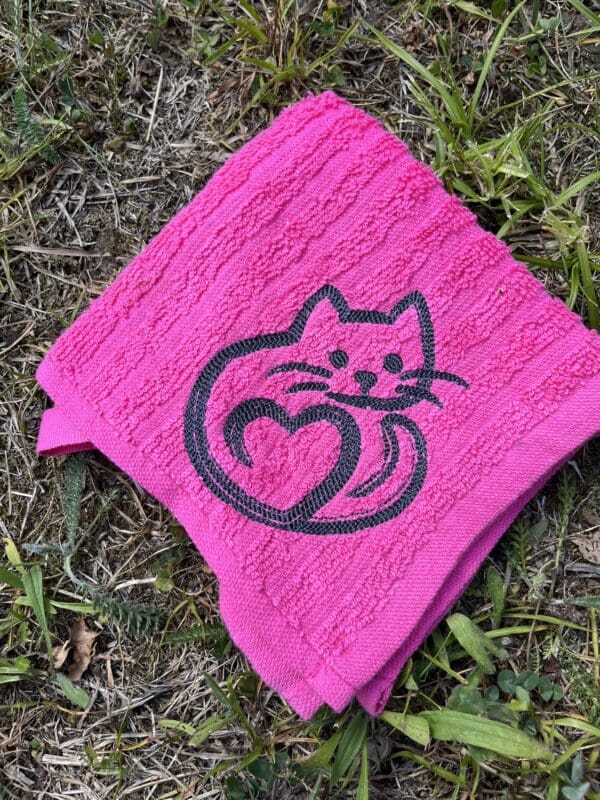 Kitty heart washcloth