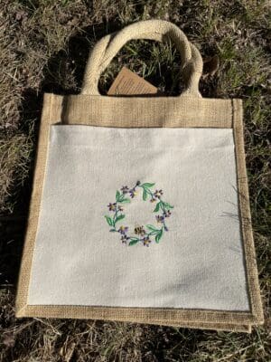 Bee Wreath Jute Bag - Small