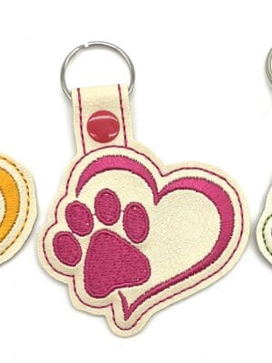 Pawprint heart keyfob