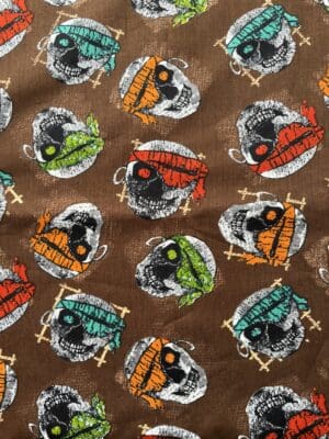 Brown Pirates Cotton Fabric