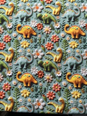 3D Dinosaur Cotton Fabric