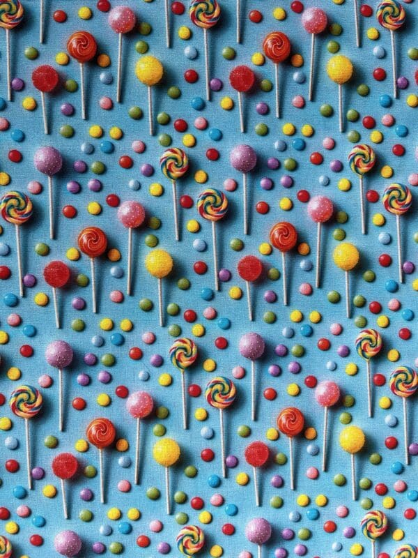 3D Lollipops Cotton Fabric